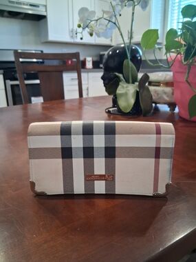 Plaid Style Continental Wallet - Beige/Tan